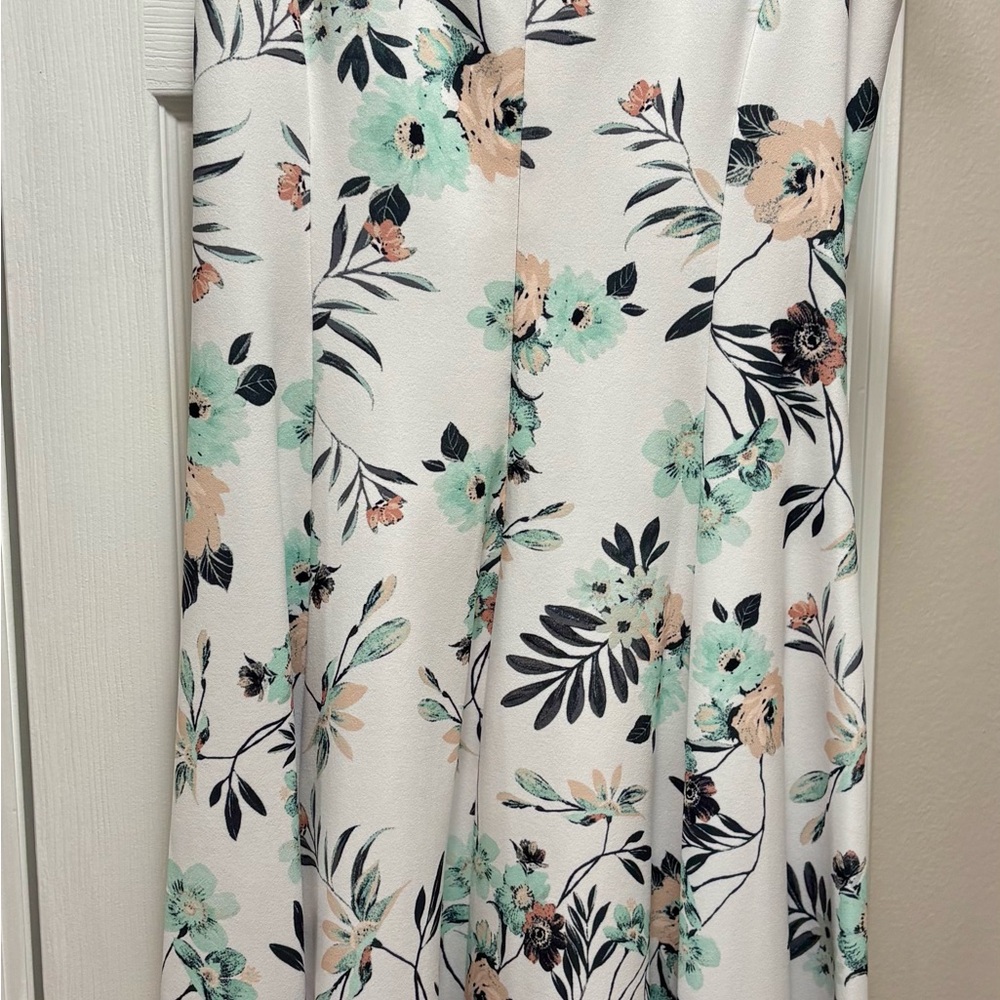 Calvin Klein White and Green Floral Dress